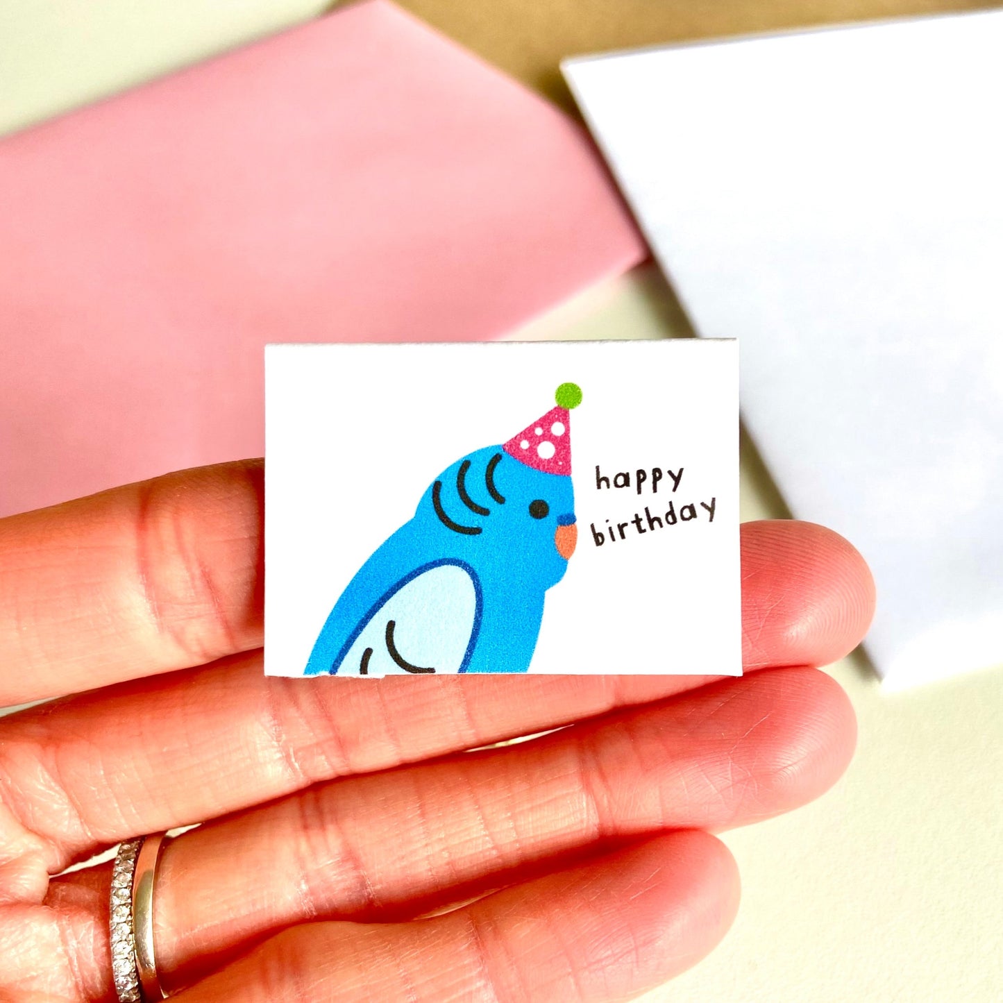 Tiny Budgie Birthday Card