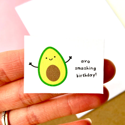 Tiny Avo Smashing Birthday Card