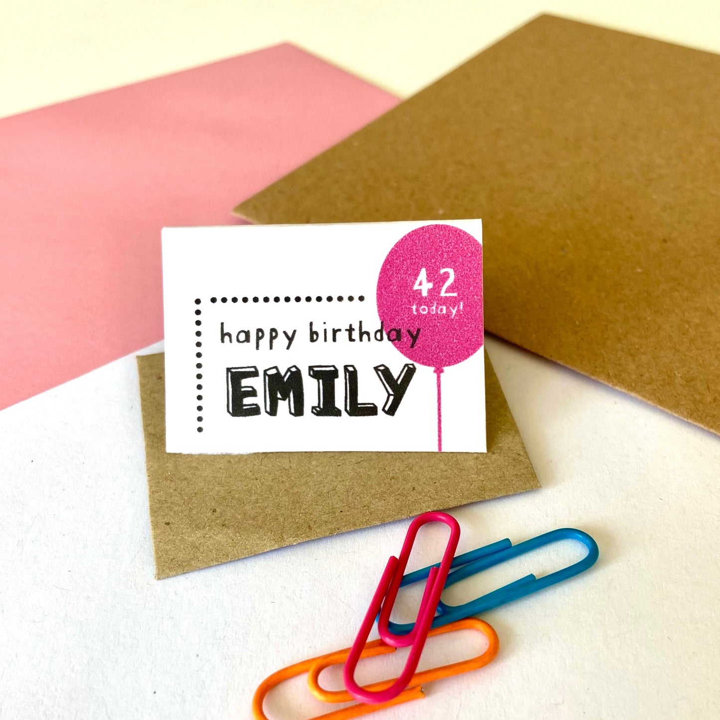 Tiny Personalised Pink Balloon Birthday Card