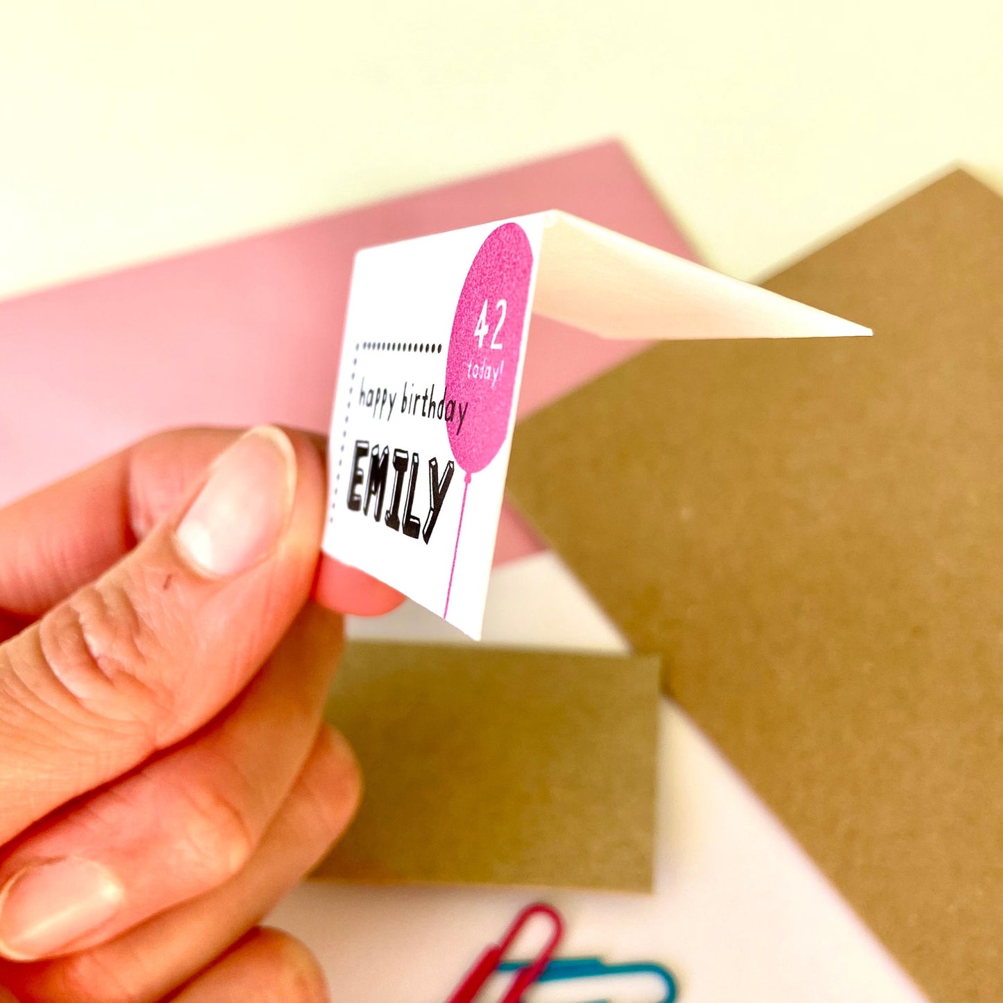 Tiny Personalised Pink Balloon Birthday Card