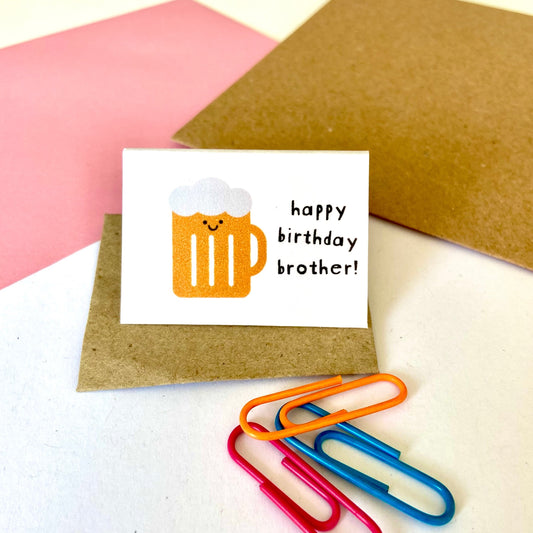 Tiny Brother Beer Birthday Card